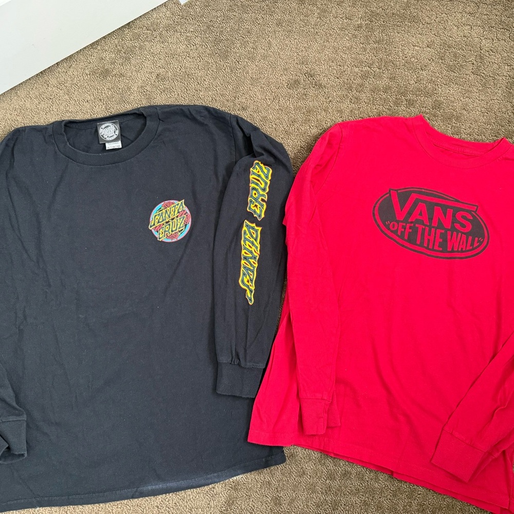2 Big Boys size XL long sleeve graphic shirts Vans Santa Cruz skate Lot